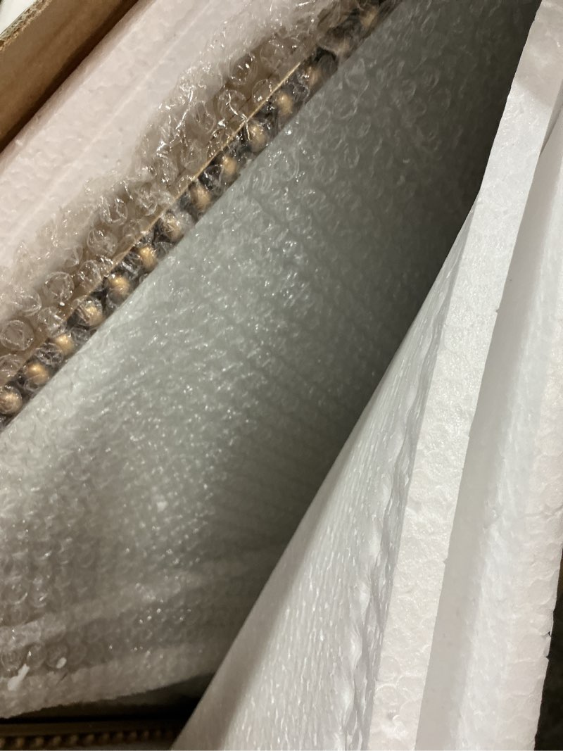 Condition photo showing New/Like New for Antique Gold Arched Wall Mirror - 36"x28" with Metal Beaded Frame | Decorative Accent Mirror for Fireplace, Bedroom, Living Room, Dresser, Mantle 28"L x 36"W Beaded Horizontal