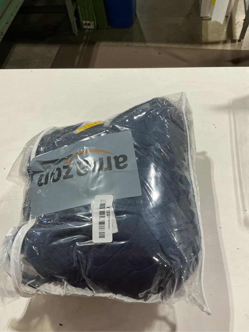 Condition photo showing Good Condition for genina recliner loveseat covers, stretch reclining sofa covers, 2 seater couch cushion stripe jacquard recliner slipcovers - furniture protector covers for pet kid (navy blue) navy blue 48-64 in ?2 seater?