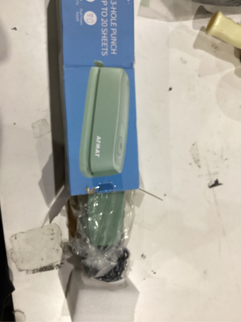 Condition photo showing Good Condition for AFMAT Electric 3 Hole Punch, 20-Sheet 3 Hole Puncher for Binder, Effortless Punching, 9/32" Hole Diameter, Paper Hole Puncher 3 Hole Heavy Duty, for Office/School/Studio, AC or Battery Operated, HP10 Green