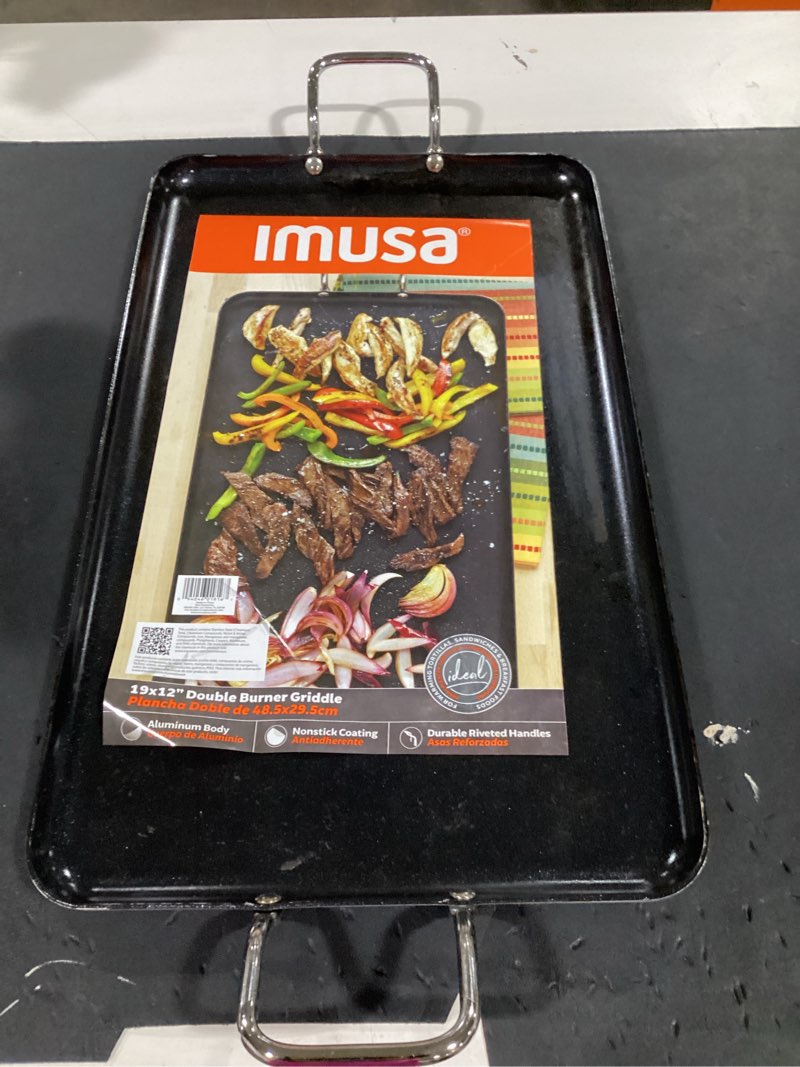 Condition photo showing As Is for imusa double burner griddle non-stick 20-inch, black 20" x12" nonstick