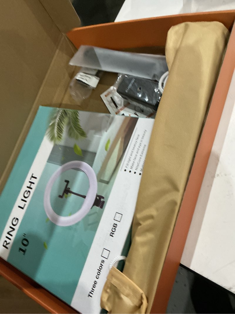 Condition photo showing Good Condition for uegogo 10'' ring light with 72'' tripod stand & phone holder?38 color modes dimmable led ringlight for live stream, youtube,makeup,tiktok rgb