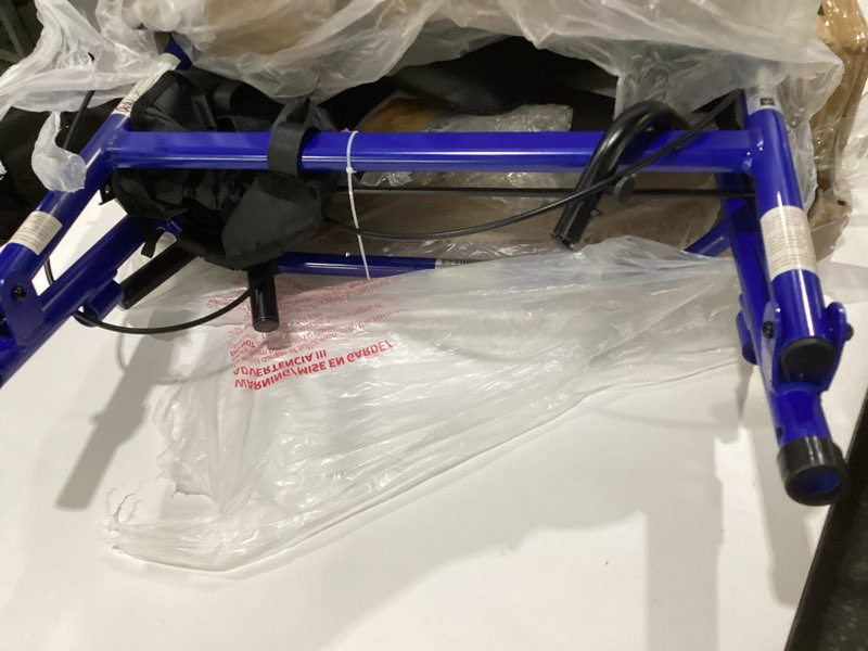 Condition photo showing New/Like New for Medline Aluminum Rollator Walker with Seat, Blue, 250 lb. Weight Capacity, Lightweight, 6” Wheels, Foldable, Adjustable Handles, Rolling Walker for Seniors