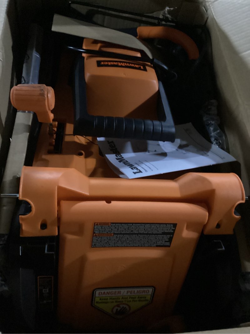 Condition photo showing New/Like New for lawnmaster meb1114k electric corded lawn mower 15-inch 11amp 14inch mower