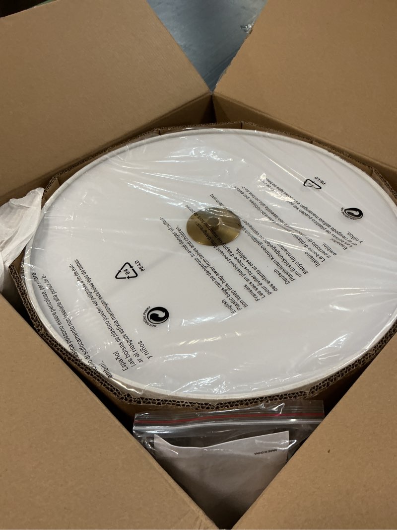 Condition photo showing Good Condition for bargeni semi flush mount ceiling light fixture,16 inch drum flush mount ceiling light, modern light fixtures ceiling mount with matte brass finish, semi flush ceiling light for bedroom,dining room matte brass 16 inch