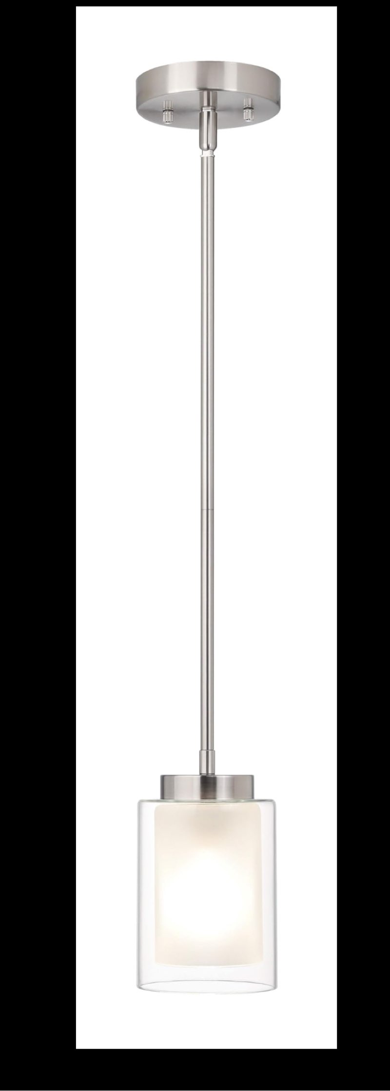 XiNBEi Lighting Pendant Lighting Modern 1 Light Mini Pendant Light with Dual Glass in Brushed Nickel, Adjustable Hanging Ceiling Light for Kitchen & Living Room XB-P1195-BN