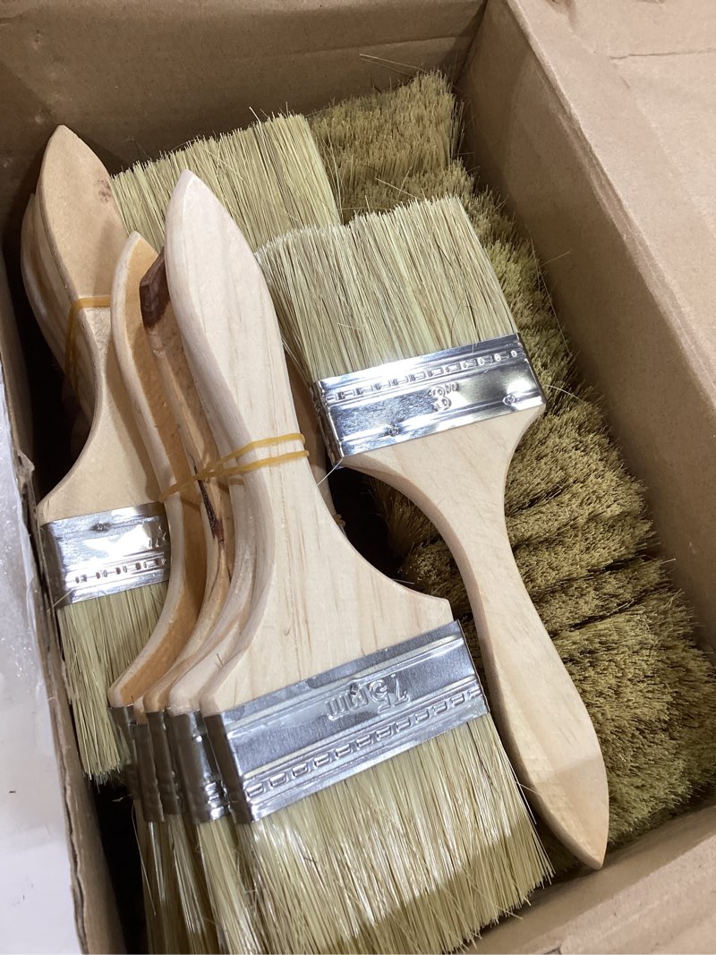 Condition photo showing Good Condition for remerry 96 pcs 3 inch paint brushes bulk, natural bristle chip brushes with wooden handle, flat art applicators for wall, furniture, kids, fences details