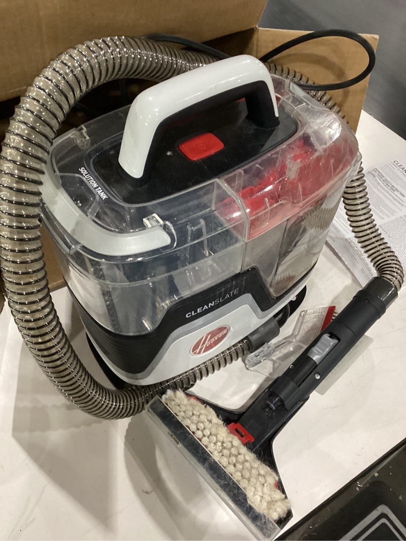 Condition photo showing As Is for Hoover CleanSlate Plus Portable Carpet + Upholstery Spot Cleaner Machine, Powerful Suction with Versatile Tools, Pet Stain Remover, Car and Auto Detailer, Pair with Hoover Carpet Cleaner Solution (NOT TESTED)