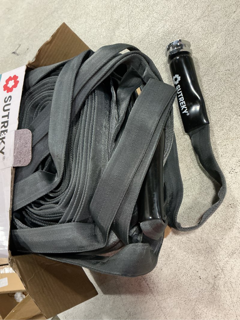 Condition photo showing Good Condition for 100ft garden hose, ultra lightweight all-weather water hose, durable & flexible, built-in valve, leak-free connections, tpu water hose, drinking water safe gray 100ft tpu