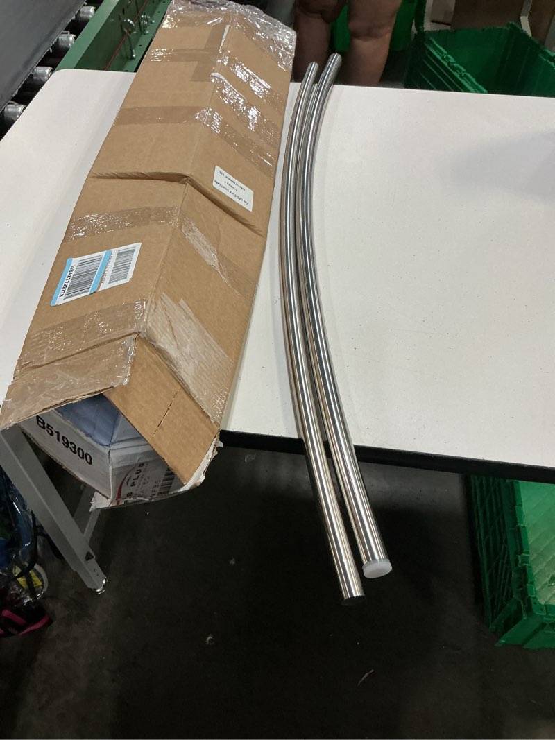 Condition photo showing As Is for chrsouly adjustable curved shower rod, 42-72 inches extra wide shower curtain rod, rust proof, premium stainless steel, curved shower curtain rod for bathroom, need to drill, silver (missing parts)
