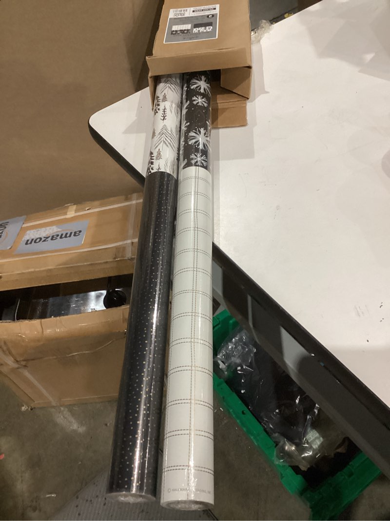 Hallmark Christmas Wrapping Paper Jumbo Rolls with Cut Lines on Reverse (2 Rolls, 4 Designs: 160 Sq.