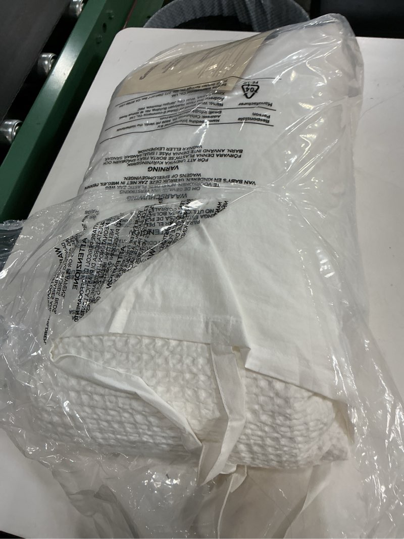 Condition photo showing As Is for bedsure cotton duvet cover king size - 100% cotton waffle weave coconut white duvet cover, purewoven textured breathable bedding comforter cover for all season, 1 duvet cover only 90"x90" king (duvet cover only) 01 - coconut white (no comforter)