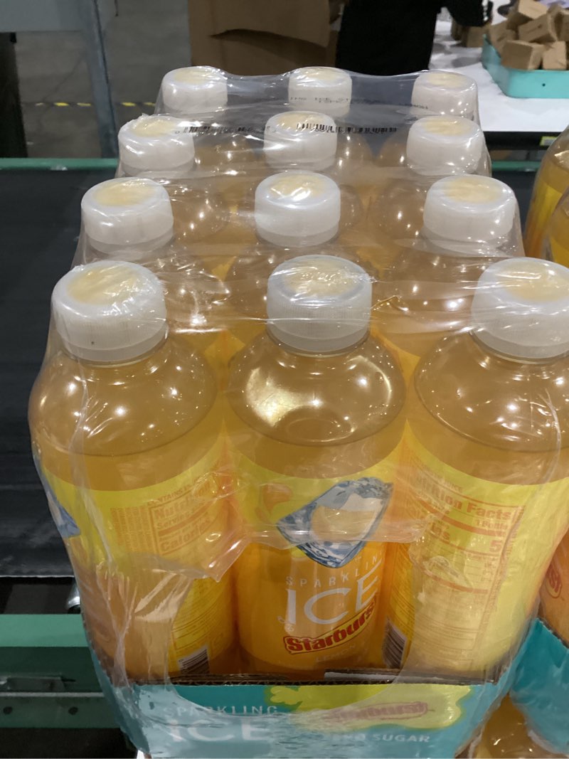 Condition photo showing New/Like New for Sparkling Ice STARBURST Lemon, Zero Sugar Flavored Sparkling Water, with Vitamins and Antioxidants, Low Calorie Beverage, 17 fl oz Bottles (Pack of 12) Lemon 17 Fl Oz (Pack of 12)