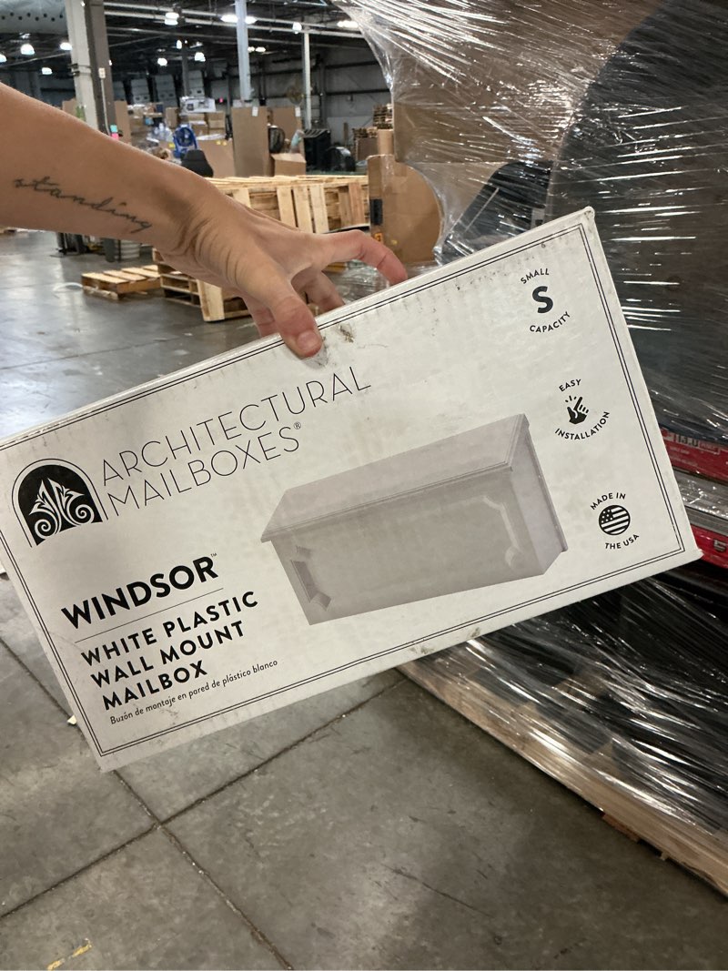 Condition photo showing New/Like New for architectural mailboxes windsor plastic wall mount white mailbox