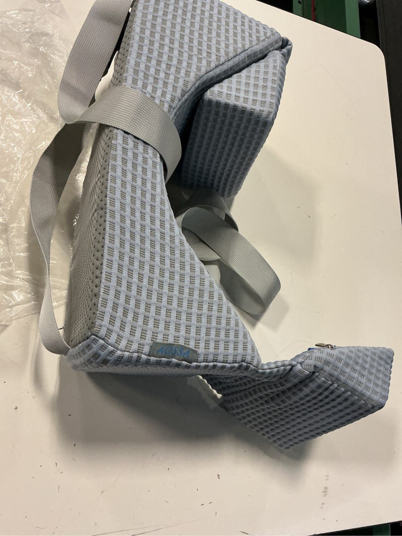 Condition photo showing Good Condition for aossa wheelchair pillow headrest for recliner high back wheelchair neck support positioner head positioning cushion medical neck stabilizer foam wedge for adults single sofa geri chair wheelchair baby blue