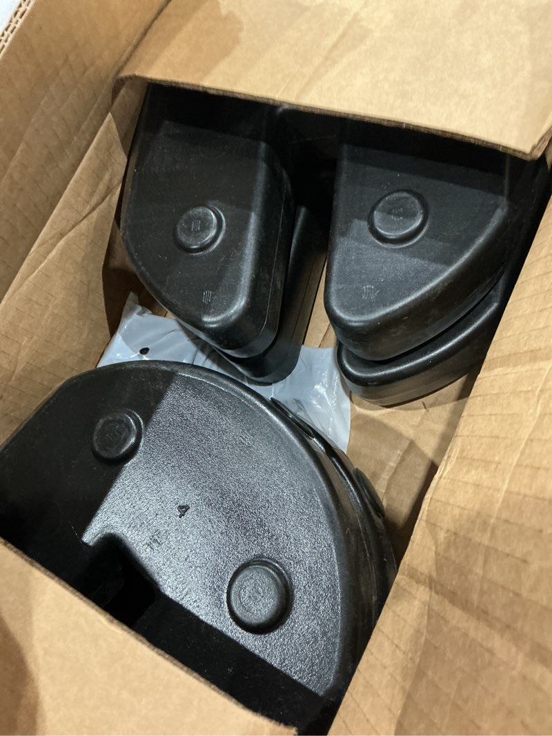 Condition photo showing New/Like New for us weight 20 pound canopy weight set of 4 with no-pinch design - easy installation and removal to secure tents, canopies, and umbrellas at outdoor events 20lb