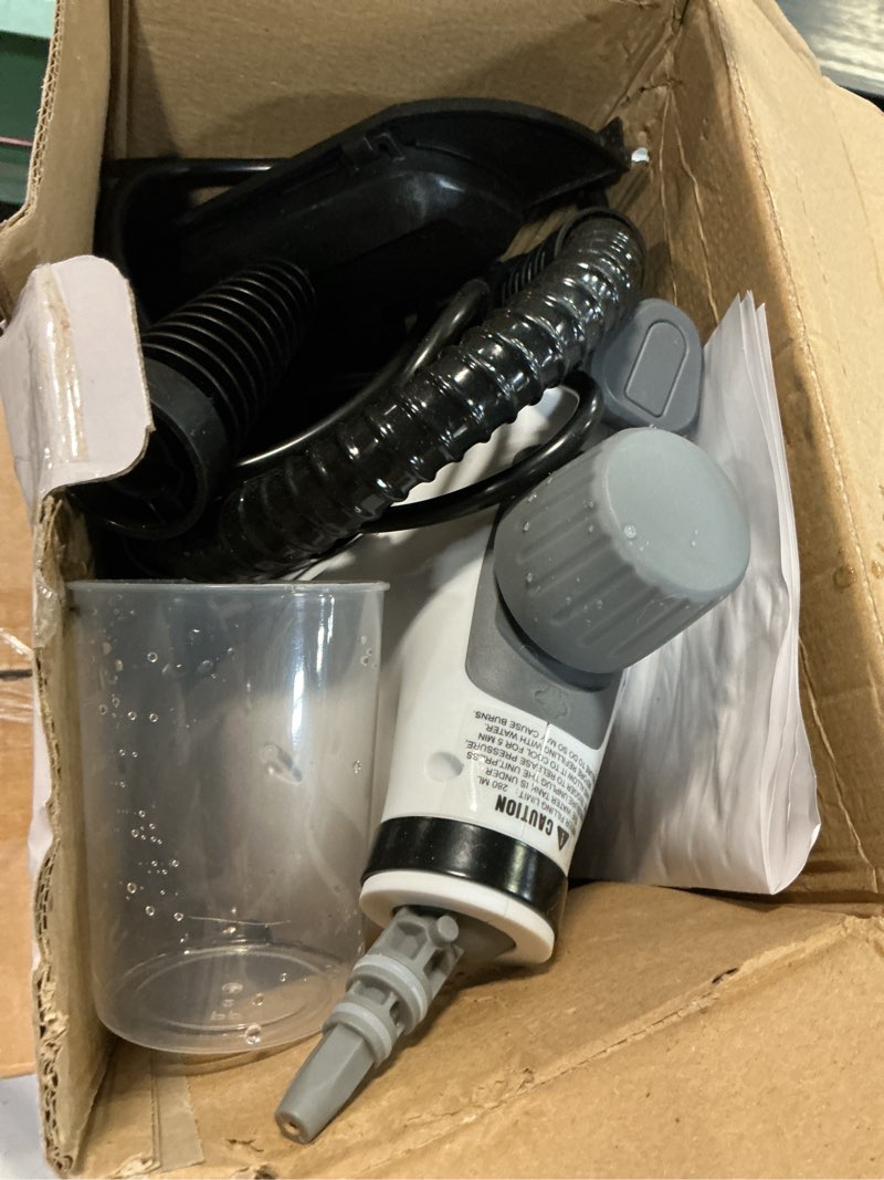 Condition photo showing As Is for saker handheld steam cleaner upgraded,portable steam cleaner for home,1050w steam cleaner,quick heating & deep cleaning of floors, cars, and kitchen(with 5 fiber cloths) steam cleaner with 5 fiber cloths