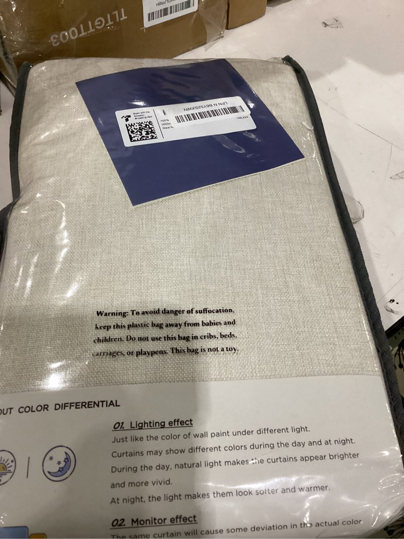 Condition photo showing Good Condition for 100% blackout shield linen blackout curtains for bedroom 84 inches long, back tab/rod pocket living room drapes, thermal insulated blackout curtains 2 panels set, 50" w x 84" l, cream cream 50"w x 84"l (pack of 2)