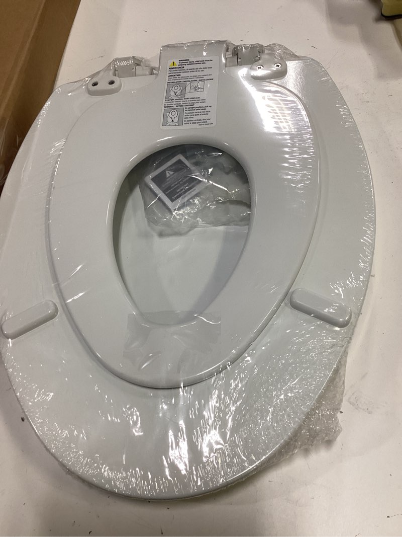 Condition photo showing New/Like New for mayfair nextstep2 toilet seat with built-in potty training seat, slow-close, removable that will never loosen, elongated, white elongated 1