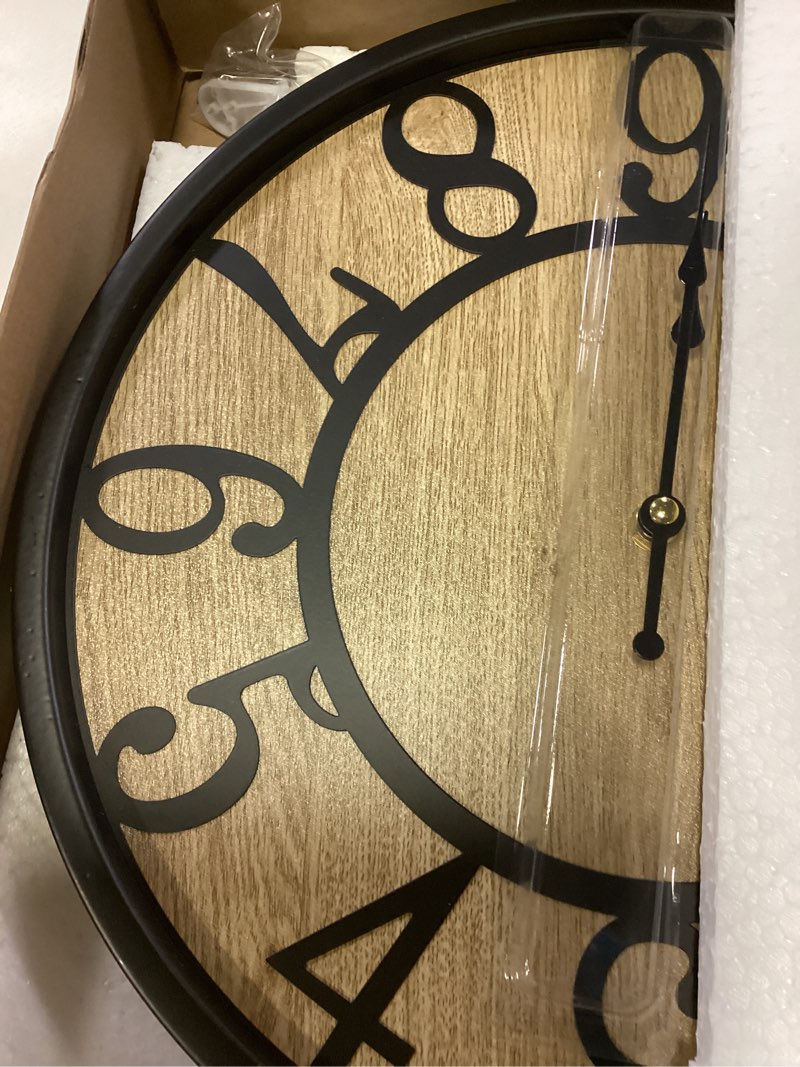 Condition photo showing Good Condition for maxstar wall clock for living room,silent rustic farmhouse with arabic numeral, battery operated wall clocks decorative for bedroom office home decor 16inch black black 16 inch