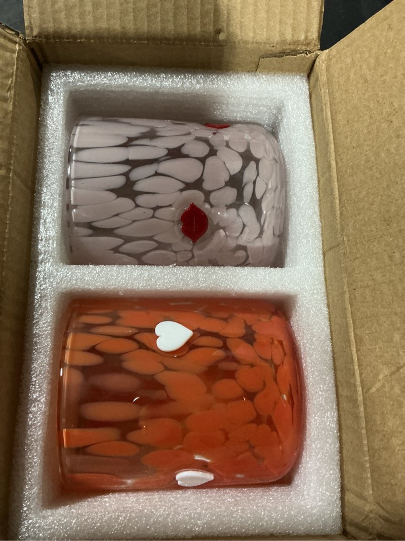 Condition photo showing Good Condition for 2 Pcs Heart Lip Icon Juice Glasses Red Valentines Love Drinking Cups Old Fashioned Stemless Wine Glasses 16 oz Whiskey Cocktail Coffee Mugs for Valentines Party Birthday Gift Decor