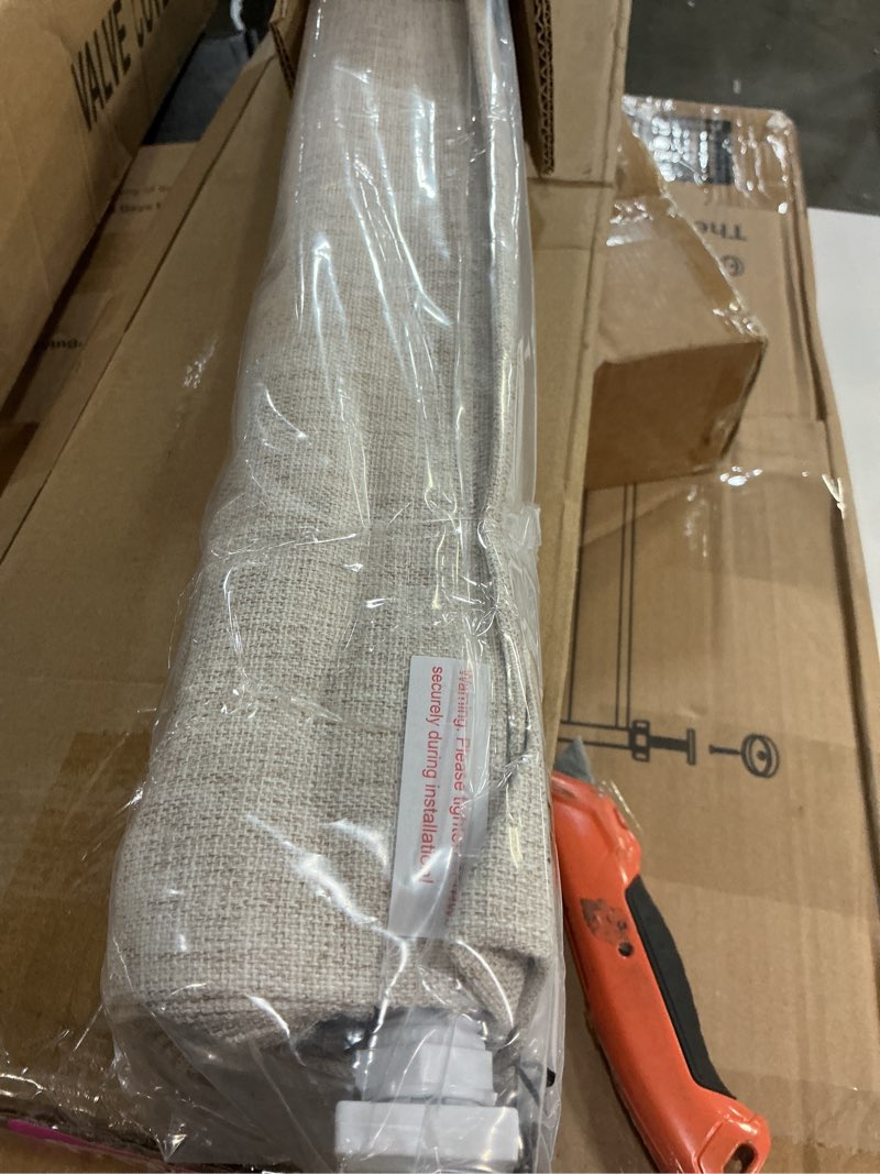Condition photo showing Good Condition for lazblinds no tools no drill cordless roman shades for windows, blackout thermal insulated uv blocking window blinds, room darkening fabric blinds for indoor windows, 27'' w x 64'' h, beige blackout - beige 27" w x 64" h