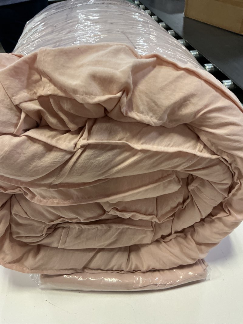 Condition photo showing Good Condition for comfort spaces blush cal king size comforter set - 3 pieces pintuck pleated bedding sets, all season lightweight, extra softness pre-washed microfiber cal king bed set, shams, cal king california king blush