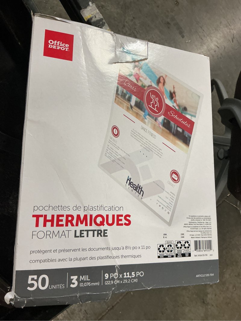 office depot brand laminating pouches, letter size, 3 mil, 9" x 11.5", pack of 50