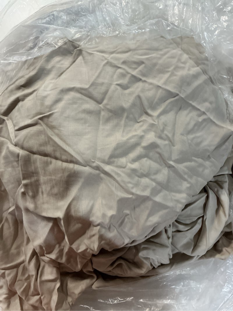Condition photo showing As Is for bamboo sheet set, king, sand
