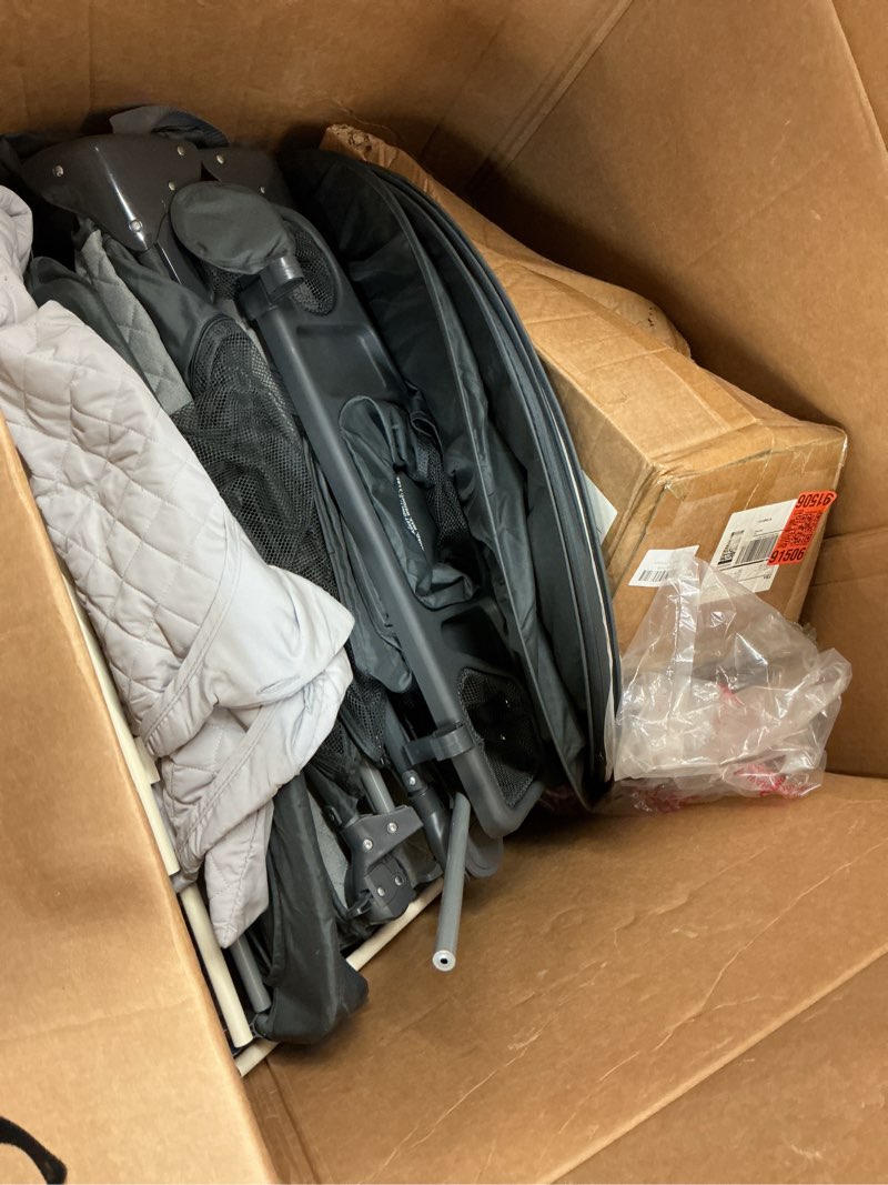 Condition photo showing As Is for obee odee 4 in 1 baby bassinet, pack and play, bedside crib sleeper, diaper changer - comes with mattress, mosquito net, bottom storage and toy bar for newborn to toddles grey