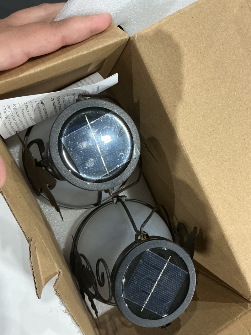 Condition photo showing Good Condition for 2 pack solar lanterns outdoor waterproof flickering flame light hummingbird hanging solar powered lantern for yard patio porch outdoor garden decor women friend teachers appreciation gifts