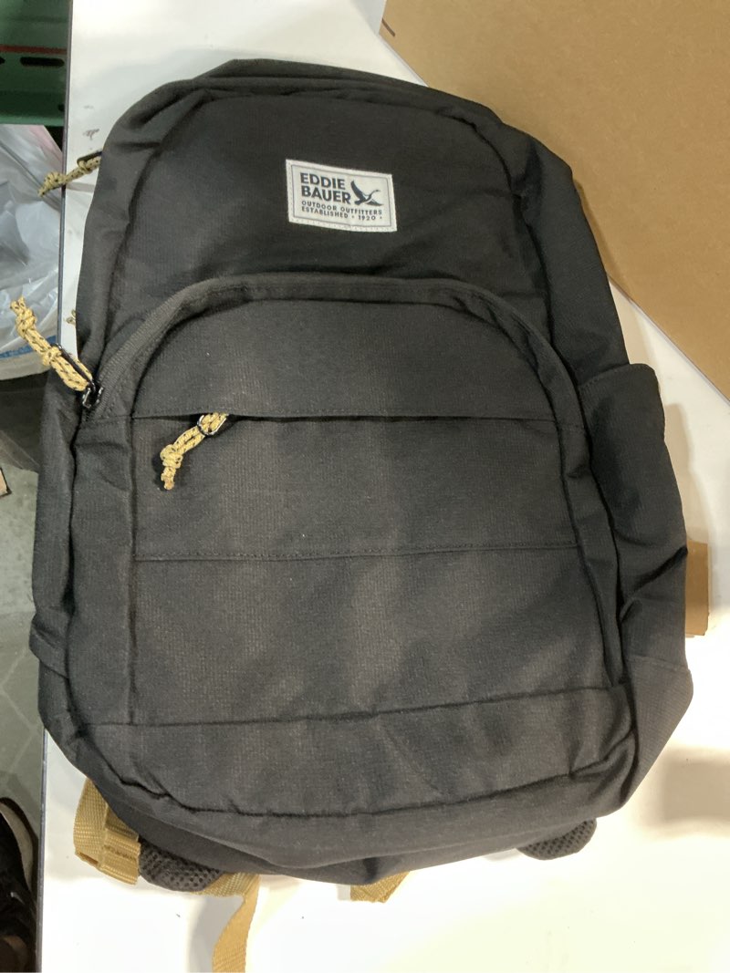 Condition photo showing As Is for Eddie Bauer Campus Backpack 26L | Everyday Carry | Work | Travel | Commuter | Padded Laptop Sleeve | Stretch Bottle Pockets | Lightweight | Durable - Black Campus - Black 26L