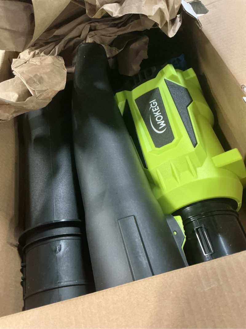 Condition photo showing Good Condition for cordless leaf blower with 2 batteries, 580cfm brushless motor for easy lawn care & car drying, lightweight handheld blower ideal for women & seniors, fast charger included