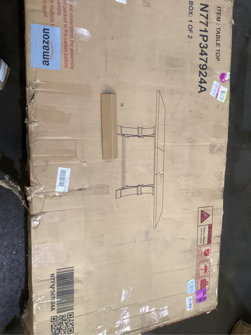 Condition photo showing As Is for incomplete  missing base*ethan extendable dining room table for 6, wooden rectangular expandable kitc