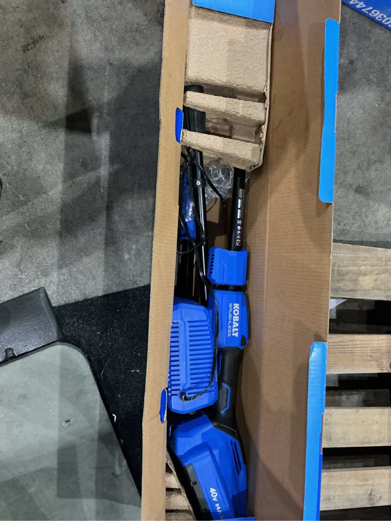 Condition photo showing As Is for kobalt gen4 40-volt 10-in 2.0 ah battery pole saw battery included , charger included