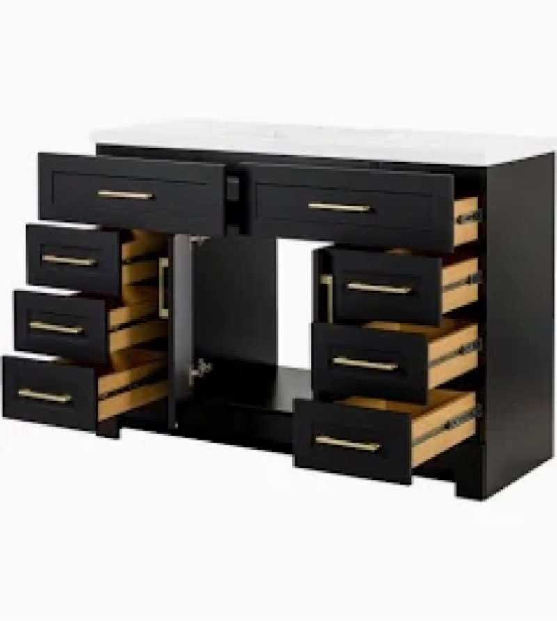  style selections cauley 48-in black single sink bathroom vanity with white cultured marble top 