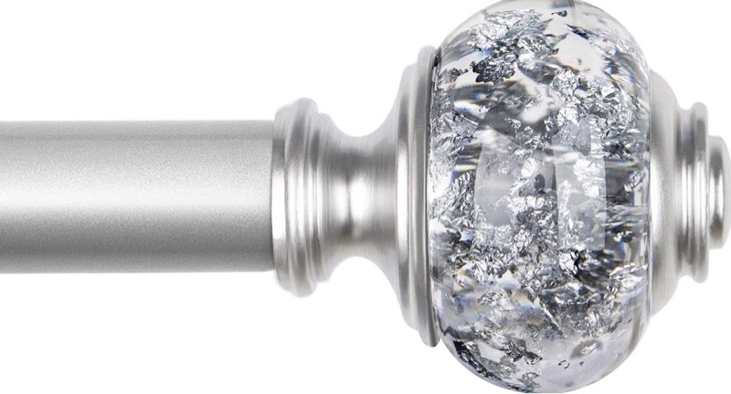 1 Inch Curtain Rods 36 to 72 Inches(3 to 6 ft) Telescoping Single Drapery Rod, USFOOK Silver Curtain Rods for Windows 24 to 68 Inches with Translucent Finials 36-72" Silver