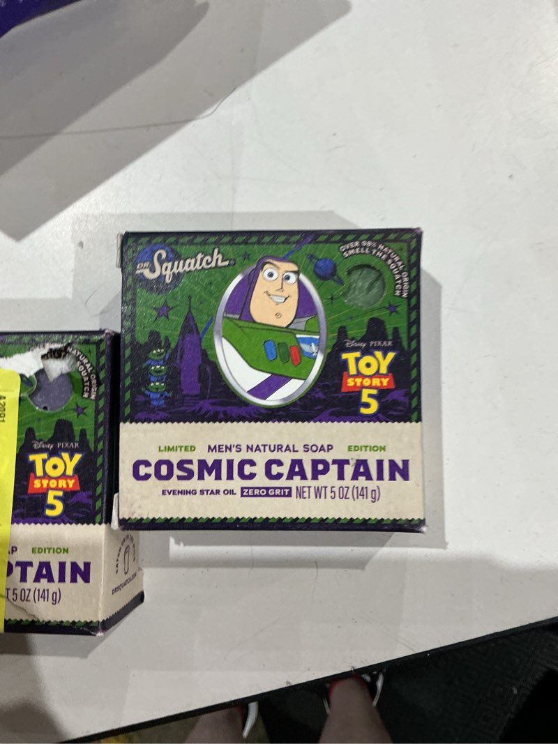 Condition photo showing New/Like New for limited edition* dr. squatch toy story 5 cosmic captain men's soap *brand new*