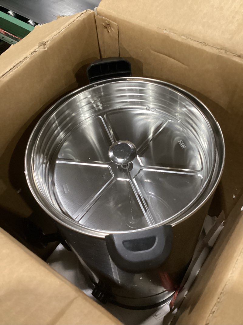 Condition photo showing Good Condition for Garvee 70 Cups Commercial Coffee Urn, 10 L/2.6 gal Large Capacity Stainless Steel Hot Coffee Maker, Double Wall Heat Retention Thermal Carafe for Wedding, Buffet, Catering, Events, Party Gathering Silver 70 Cups/10L