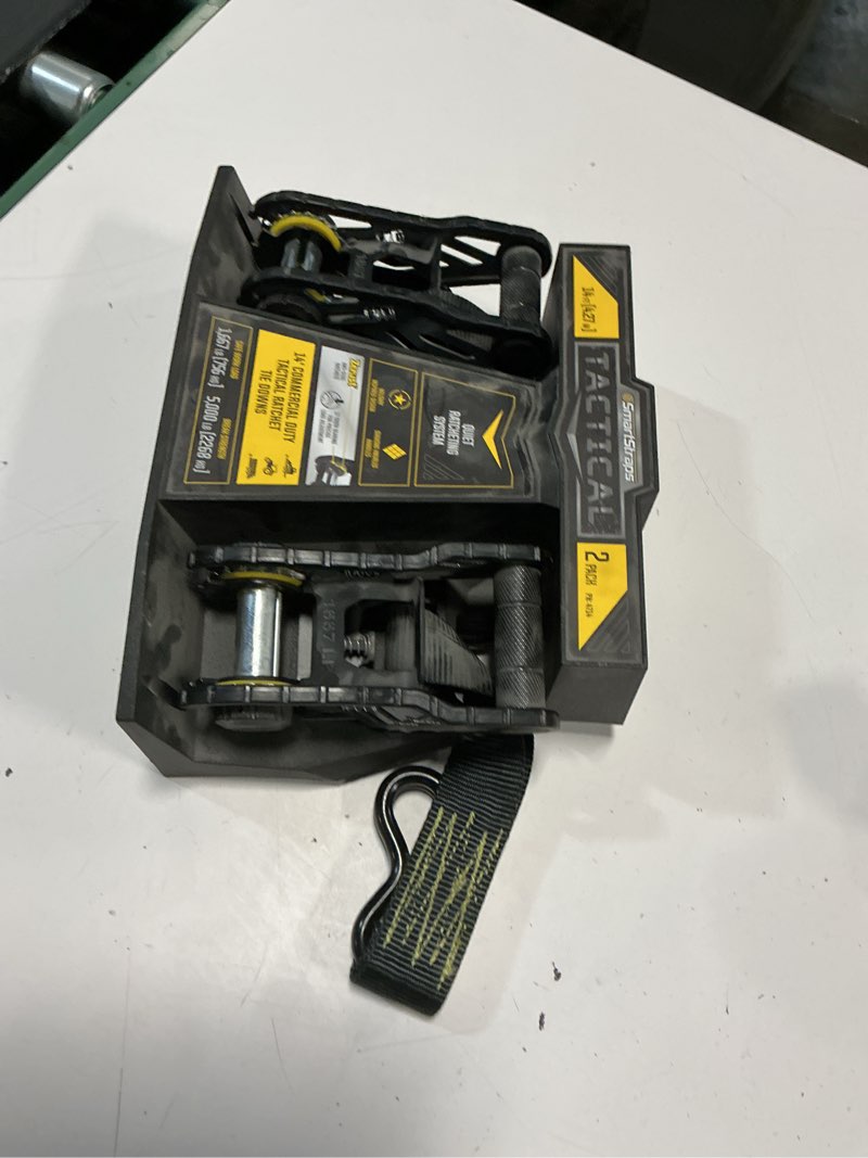 Condition photo showing As Is for smartstraps 1-1/2-in x 14-ft ratchet strap with s-hook 5000-lb break strength 2 -pack