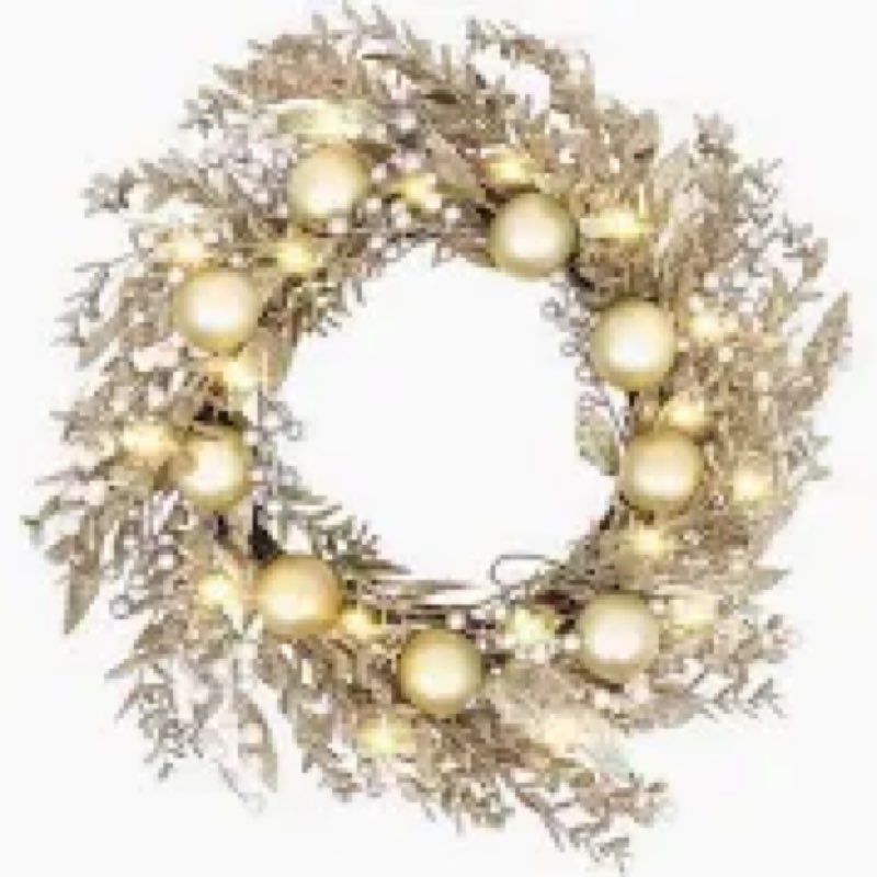 24 inch christmas wreath for front door with lights, lighted gold christmas wreaths with 50 lights g