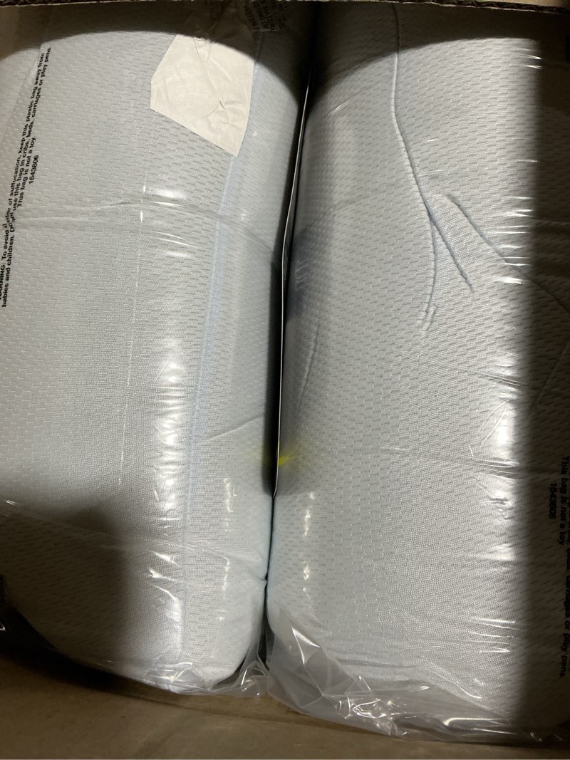 Condition photo showing New/Like New for Serta Won't Go Flat Standard/Queen Size Set of 2 Down Alternative Cooling Bed Pillows, Extra Life Foam Core with Medium Support, Perfect for Back, Stomach or Side Sleepers, White Cooling Queen