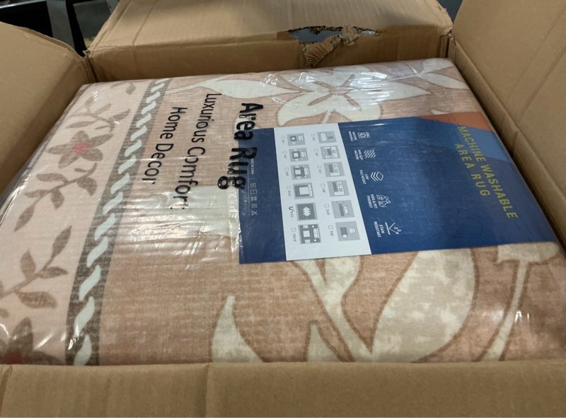 Condition photo showing Good Condition for GarveeHome Provence 9x12 Area Rug for Living Room, Botanical Grove Pink Brown Scroll Cottagecore Washable Rug for Bedroom Dining Nursery Low-Pile Vintage Large Carpet