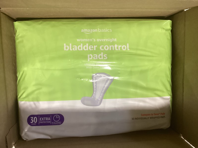 Condition photo showing New/Like New for Amazon Basics Incontinence Pads for Women, Bladder Control, Postpartum, Overnight Absorbency, Unscented, 60 Count (2 Packs of 30) Pack of 2 60.0