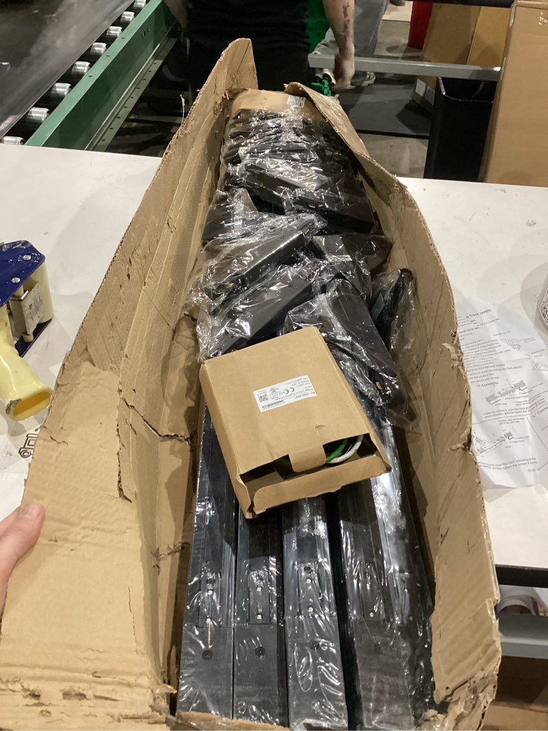 Condition photo showing As Is for similar to not exact 66ft h track lighting rails black, h type track lighting rails kit with end caps and live end feed connector, compatible with 3-wire single circuit h style system black 66ft