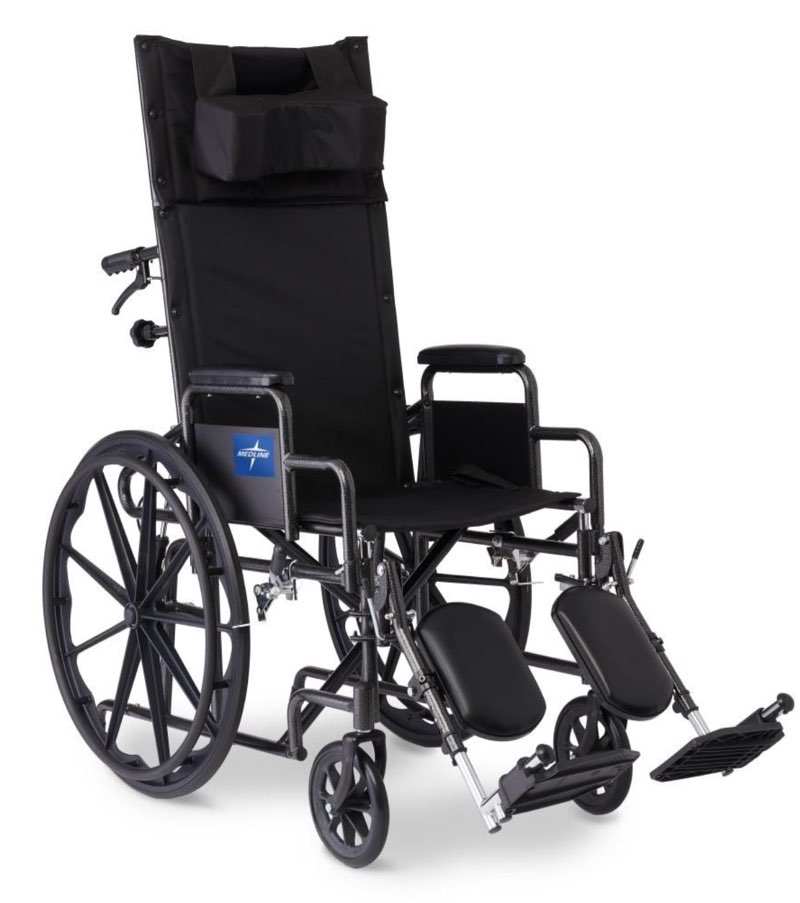 Medline Guardian Reclining Wheelchair DL Arm 16in Seat 1Ct