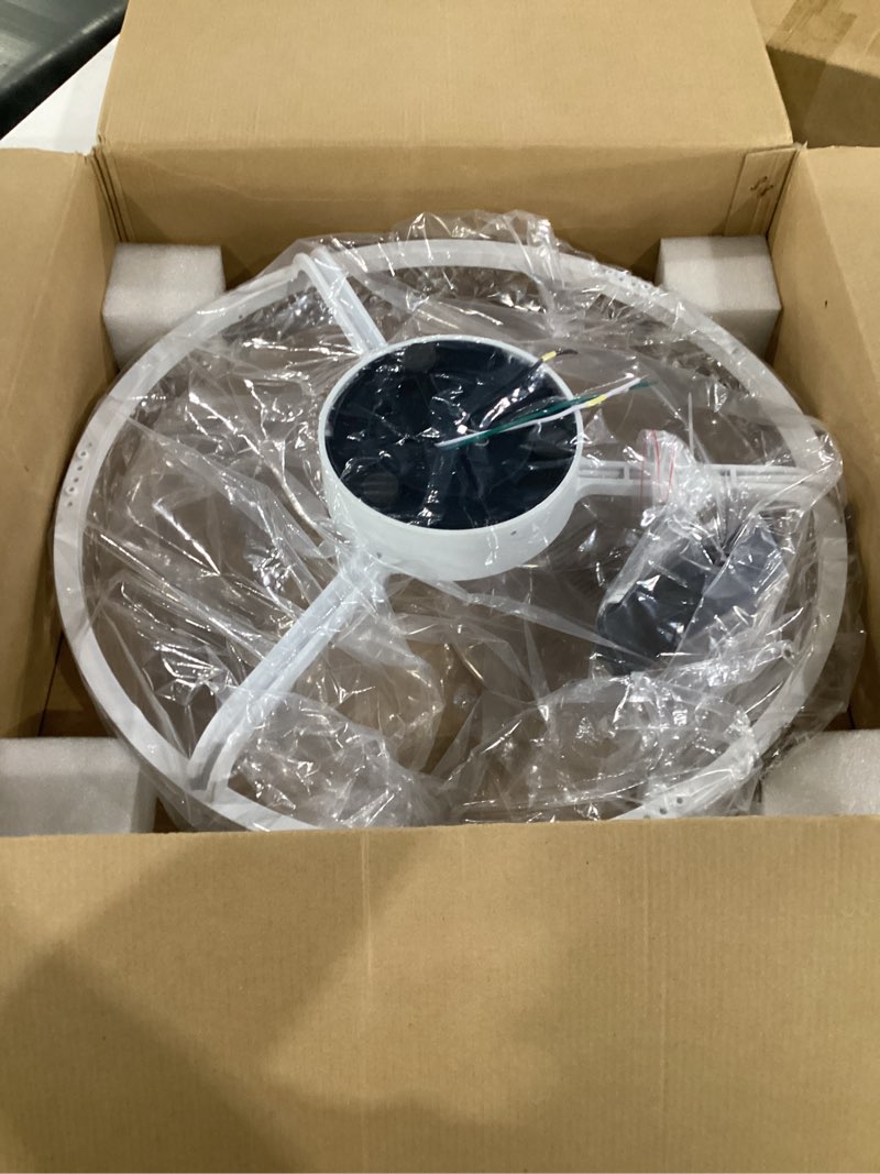 Condition photo showing Good Condition for not tested**** depuley ceiling fans with lights and remote: 20\" modern low profile flush mount led ceiling fan for bedroom app control - white crystal bladeless fandelier for living room kitchen dimmable dc motor white 20 inch