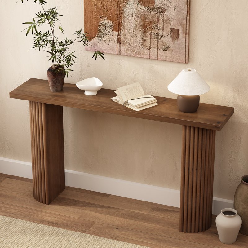 Gennari 55'' Fluted Solid Wood Console Table with Semicircular Legs
