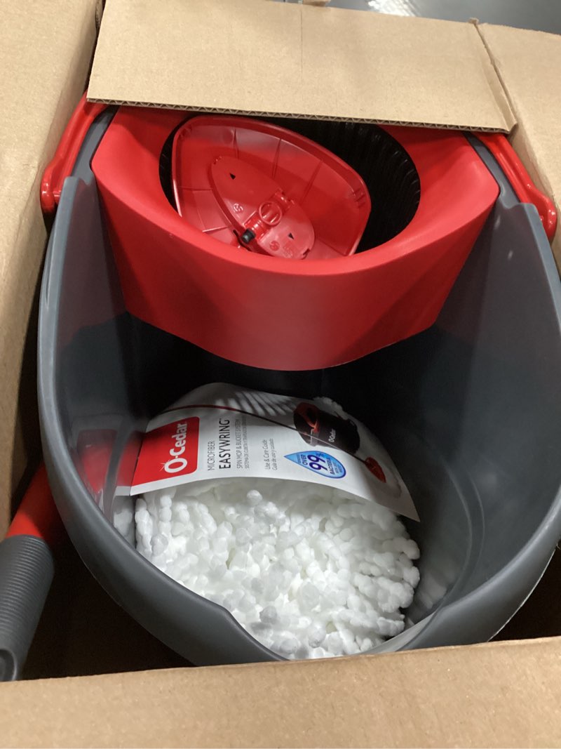 Condition photo showing New/Like New for O-Cedar EasyWring Microfiber Spin Mop, Bucket Floor Cleaning System, Red, Gray, Standard