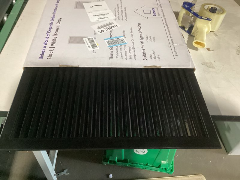 Condition photo showing New/Like New for 22"x22" gable vent aluminum alloy – high-airflow vent for house & shed, rustproof metal mesh blocks small animals, waterproof & anti-condensation, opening 20"x20" black 20" x 20" vent opening black