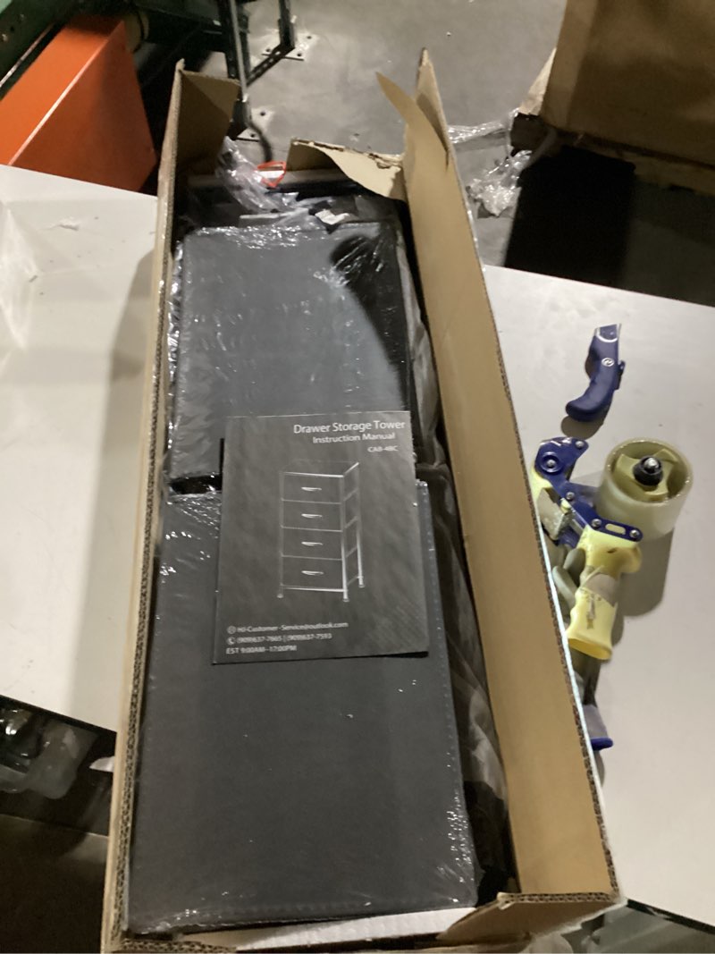 Condition photo showing New/Like New for WLIVE Dresser with 4 Drawers, Fabric Storage Tower, Organizer Unit for Bedroom, Hallway, Entryway, Closets, Sturdy Steel Frame, Wood Top, Easy Pull Handle, Charcoal grey